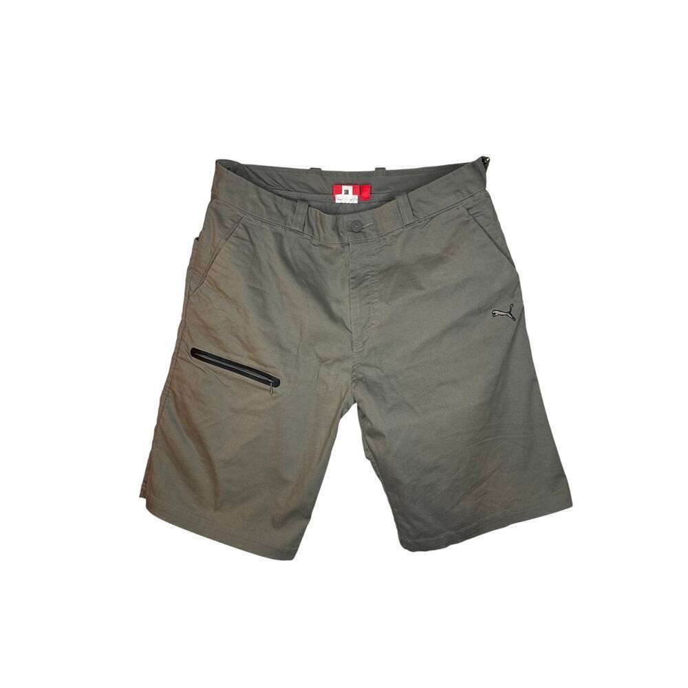 Puma Shorts Men’s 32 Dark Army Green Golf Bermuda Team Khaki Zip Pockets